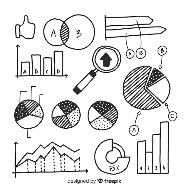 Raccolta di stile disegnato a mano di elementi infographic