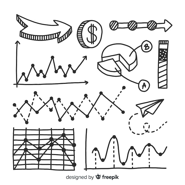 Vettore gratuito raccolta di stile disegnato a mano di elementi infographic