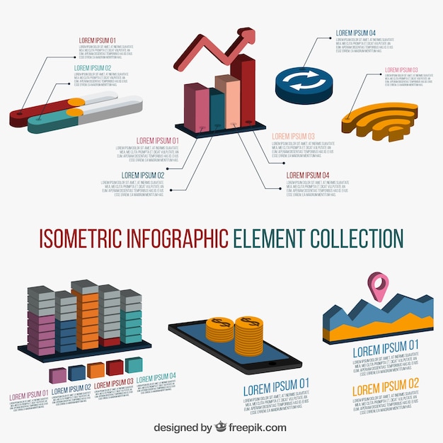 Коллекция инфографики элементов в изометрическом стиле