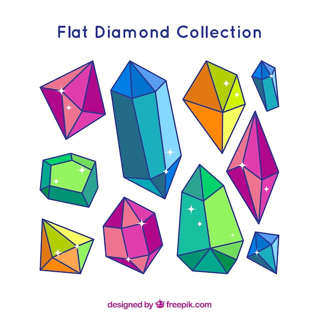 Collection of irregular gemstones in flat design