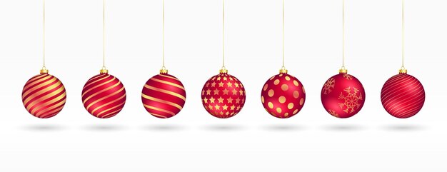 Collection of isolated red xmas bauble elements design