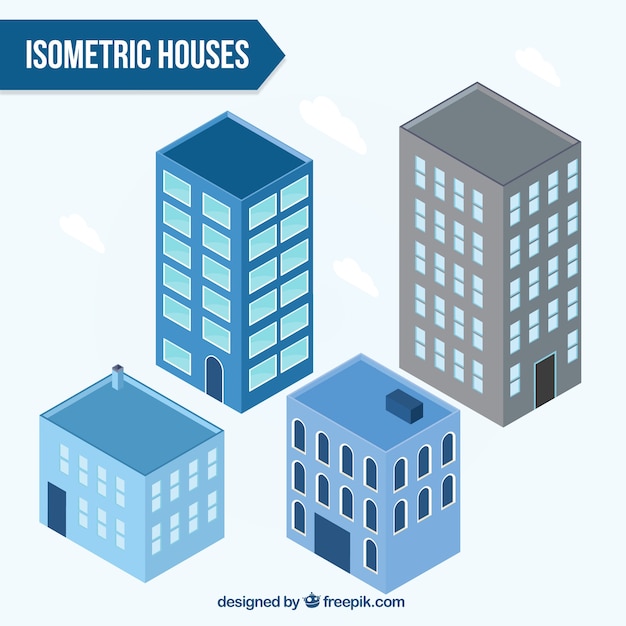 Free vector collection of isometric buildings