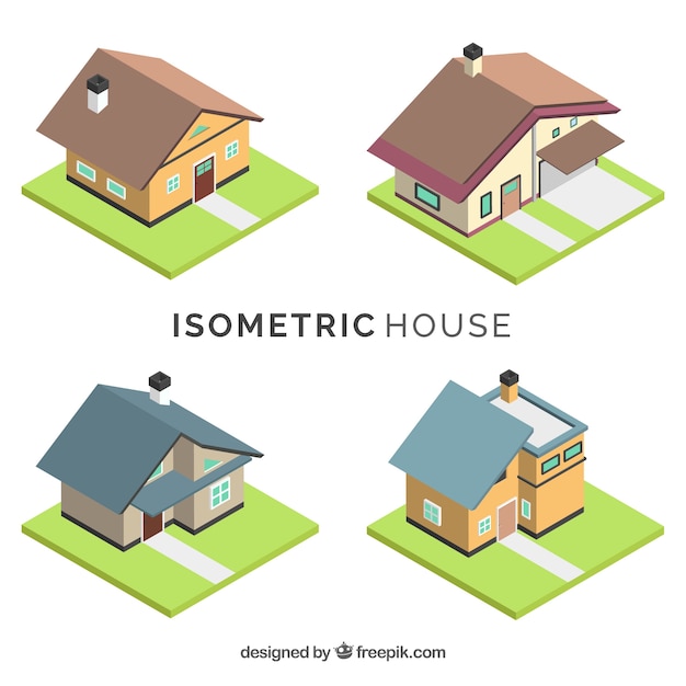 Free vector collection of isometric houses