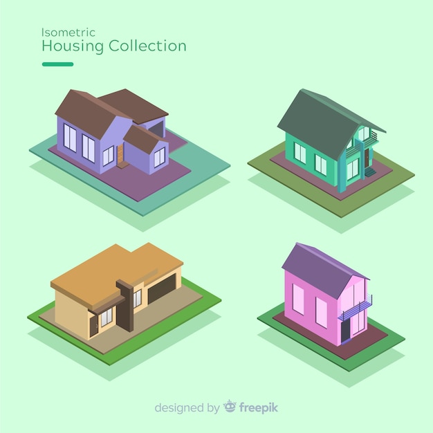 Free vector collection of isometric houses