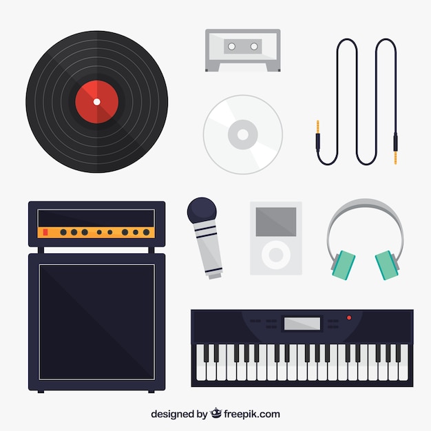 Free vector collection of items related to music