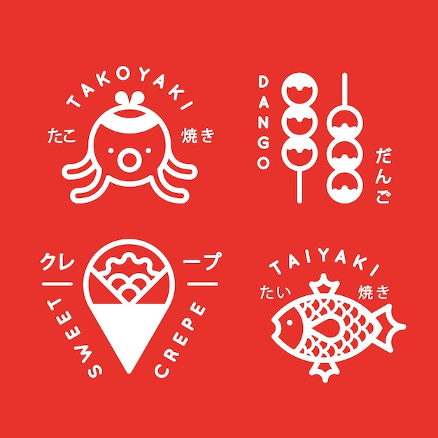 Free vector collection of japanese street food logos