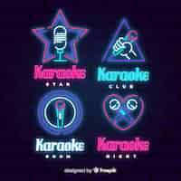 Vettore gratuito collezione di luci al neon karaoke