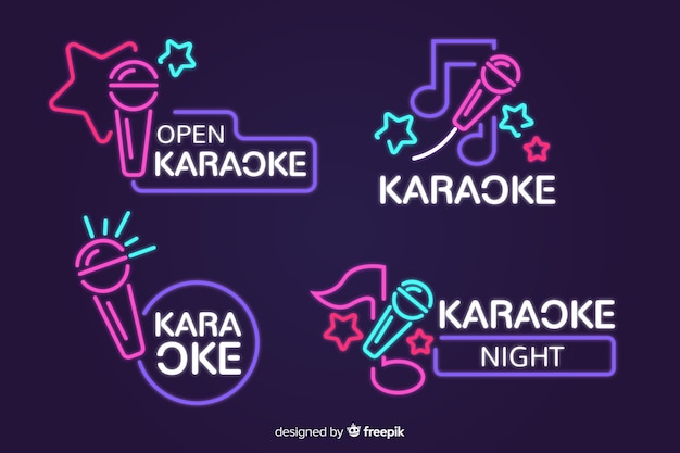 Collezione di luci al neon karaoke