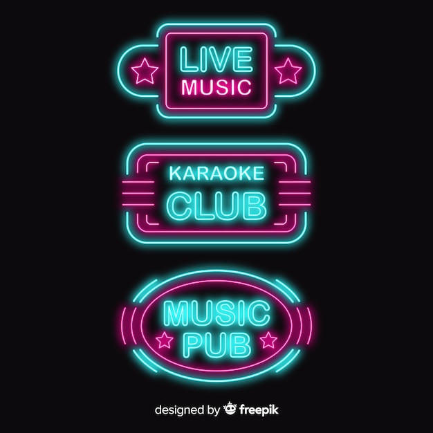 Free vector collection of karaoke neon lights