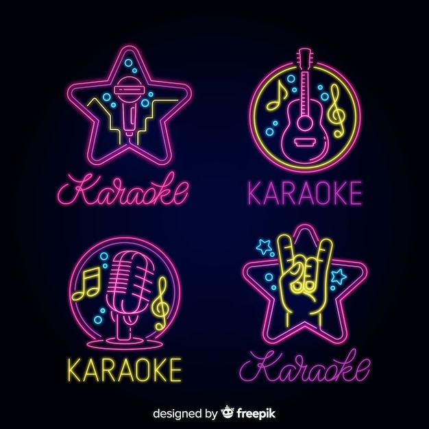 Free vector collection of karaoke neon lights