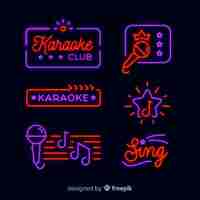 Free vector collection of karaoke neon lights