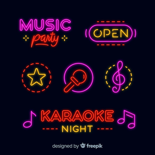 Collection of karaoke neon lights