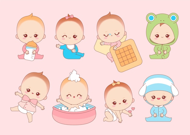 Коллекция каваи японских младенцев