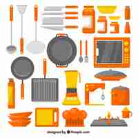 Free vector collection of kitchen utensils in flat design