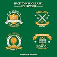 Free vector collection of labels for back to school on a green background