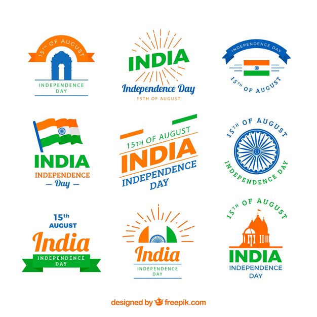 Коллекция ярлыков для дня независимости Индии