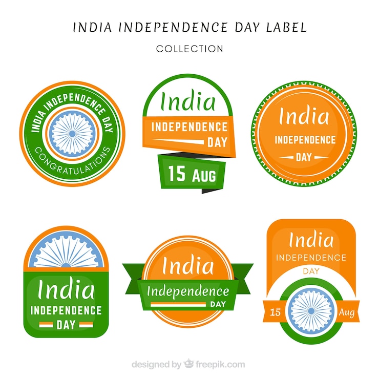 मुफ़्त वेक्टर collection of labels with indian flag's colors