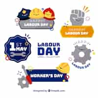 Free vector collection of labour day stickers