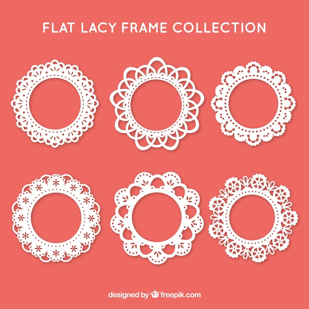 Free vector collection of lace frame in flat design