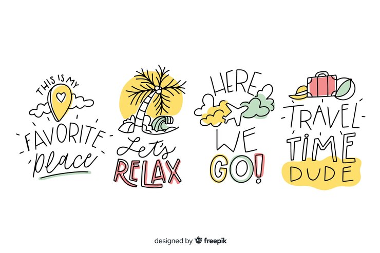 Free Vector collection of lettering travel badges