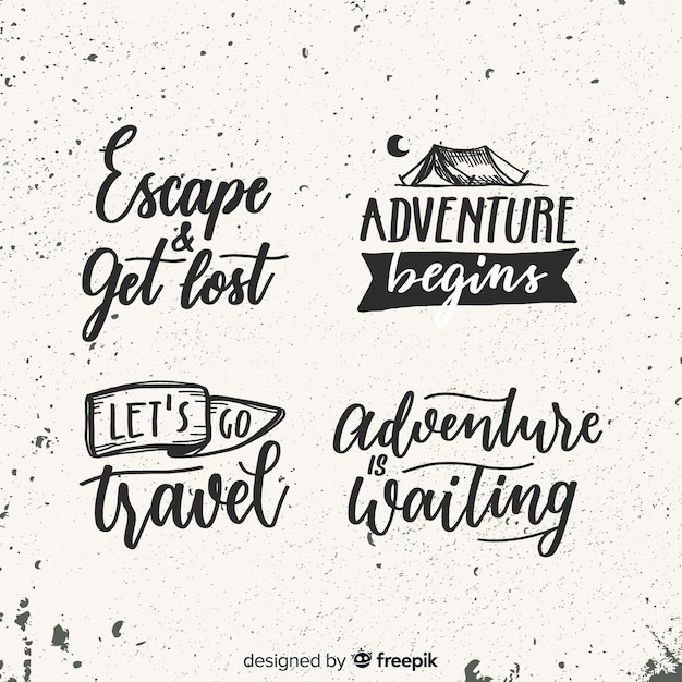 Collezione di badge di viaggio lettering