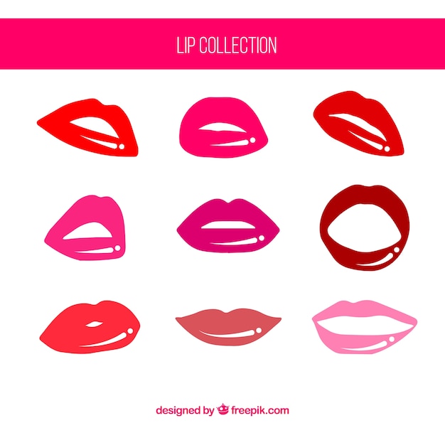 Free vector collection of lips with different expressions