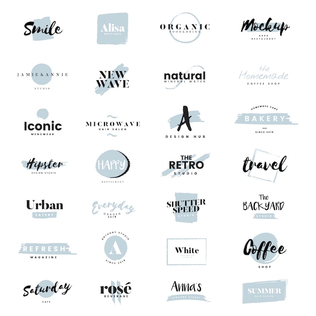 Collection of logos and branding vector