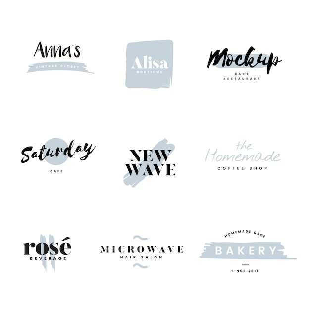 Collection of logos and branding vector