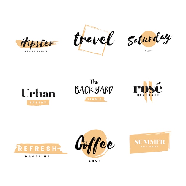 Collection of logos and branding vector