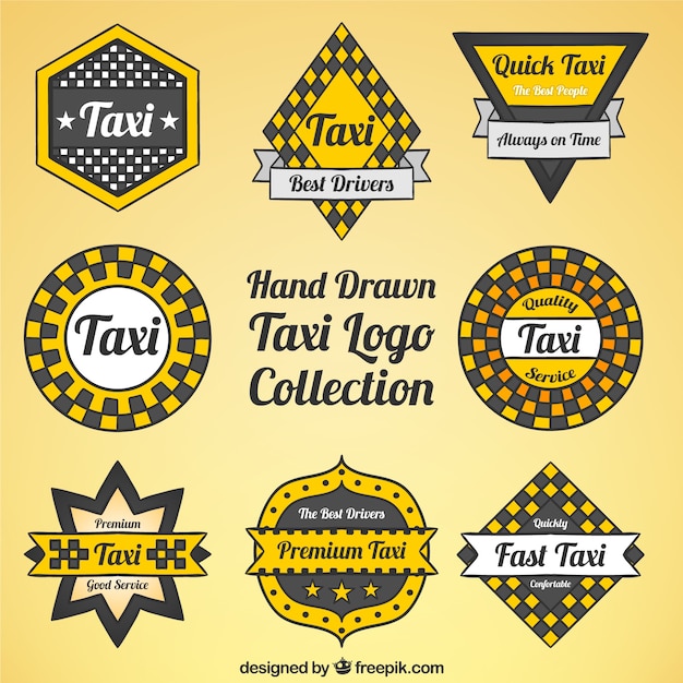 タクシーサービスのためのロゴのコレクション