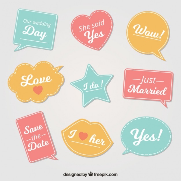 Free vector collection of love and wedding stickers