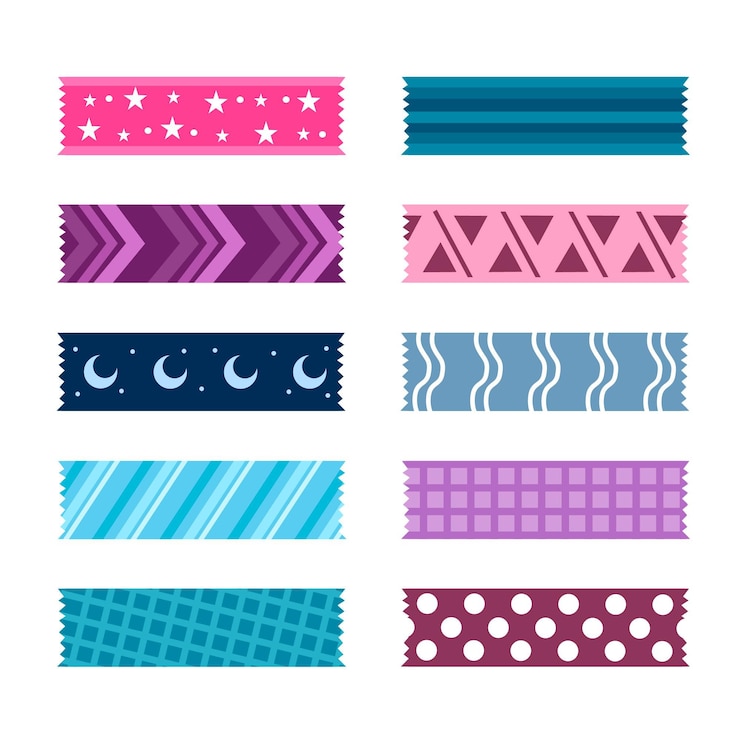 Free Vector collection of lovely washi tapes