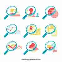 Free vector collection of magnifying glasses