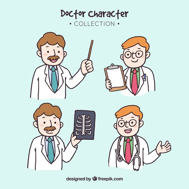 Free Vector collection of male doctor characters