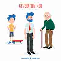 Free vector collection of men in different ages