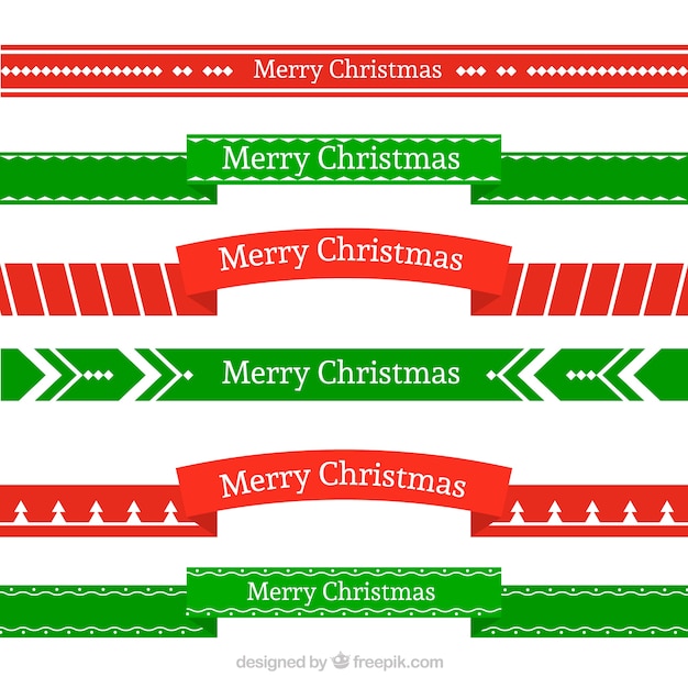 Free vector collection of merry christmas ribbons