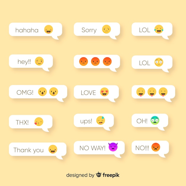 Vettore gratuito raccolta di messaggi con emoji