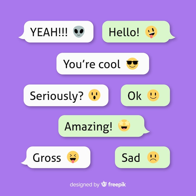 Vettore gratuito raccolta di messaggi con emoji