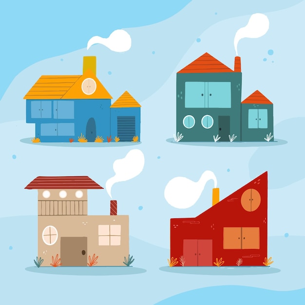 Free vector collection of minimalist different houses