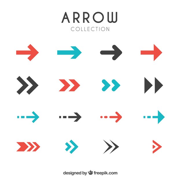 Collection of modern arrows in flat design