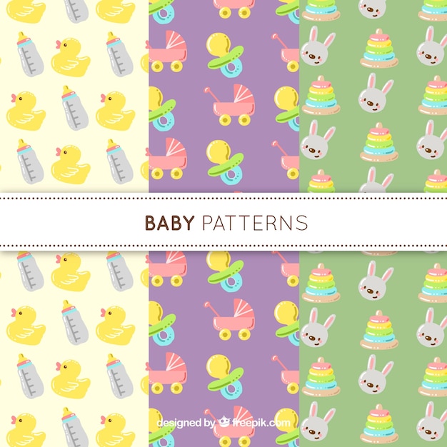 Free vector collection of modern baby patterns