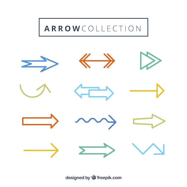 Collection of modern colored arrow