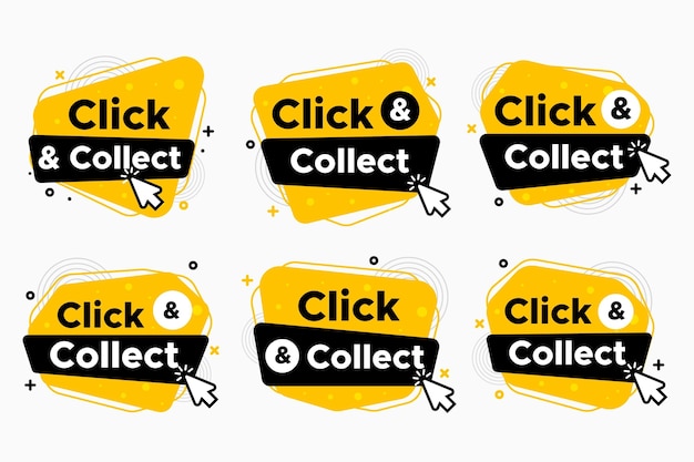 Free vector collection of modern detailed click and collect signs