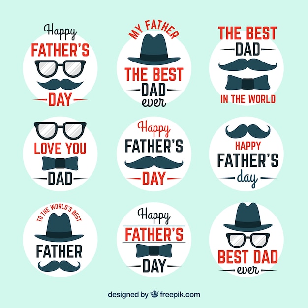 collection of modern fathers day badges