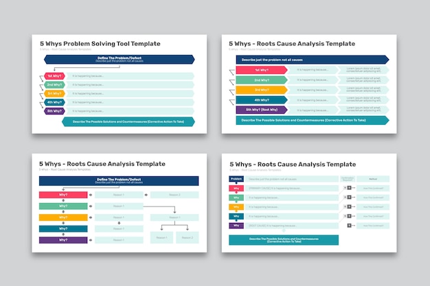 Free vector collection of modern five whys infographic