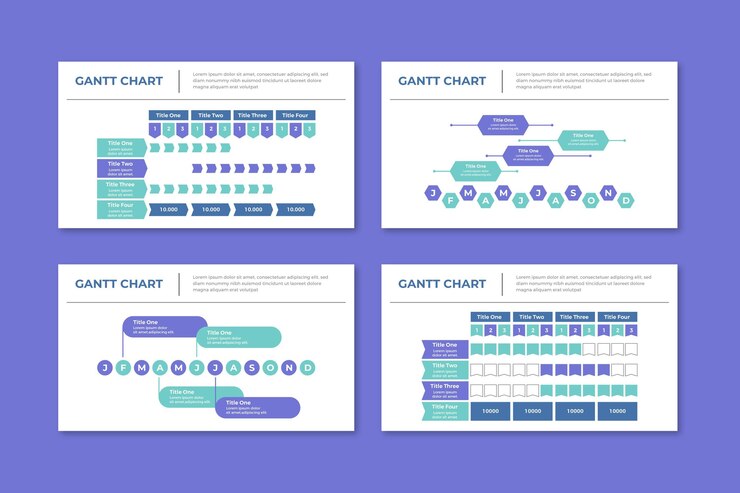 Free Vector collection of modern gantt chart