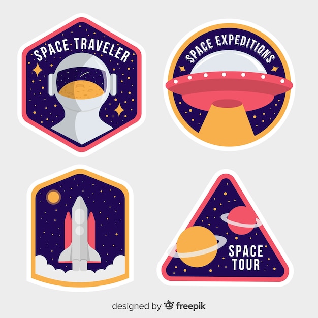 Free vector collection of modern illustrated space stickers