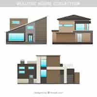 Free vector collection of modern realistic houses