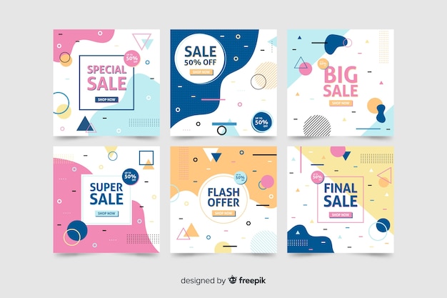 Free vector collection of modern sales banner for social media