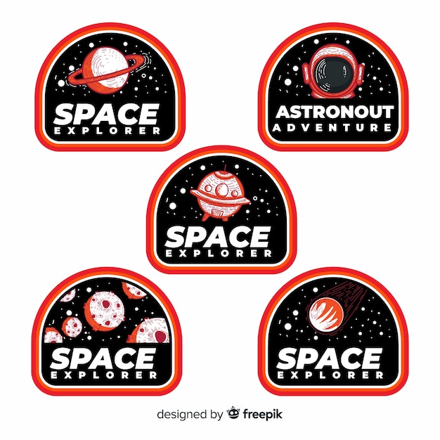 Collection of modern space stickers